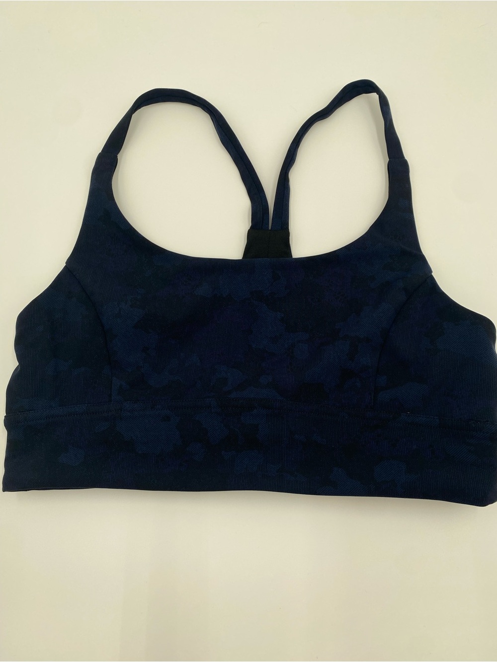 lululemon Train Times Bra EUC Size 6 Blue/Black pattern